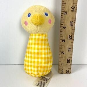 Magic Years Plush 5" Baby Rattle Duck Chick Yellow Plaid Rashti Toy 2016